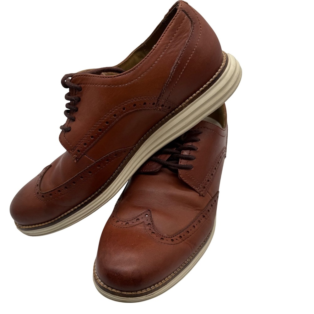 Cole Haan  Wingtip Oxford Mens 10 British Tan Leather Shoes casual‎ dress preppy